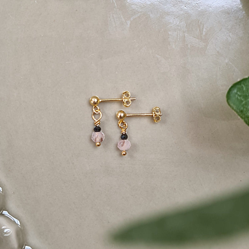 Oorbellen Blossom, rozekwarts, spinel
