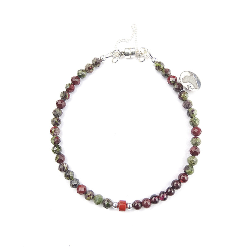 Armband Hidden Dragon, drakenbloed jaspis, granaat