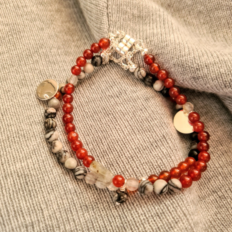 Armband Close to you, agaat en zebra jaspis