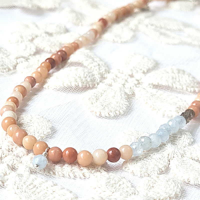 Set Ketting en armband Geluk & Hoop, aventurijn en aquamarijn