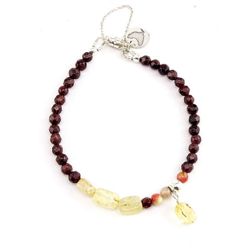 Armband Jazzy Chance, granaat, citrien en rhodoniet