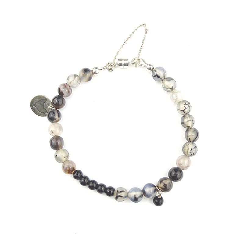 Armband Black Spider, onyx en spinnenweb agaat