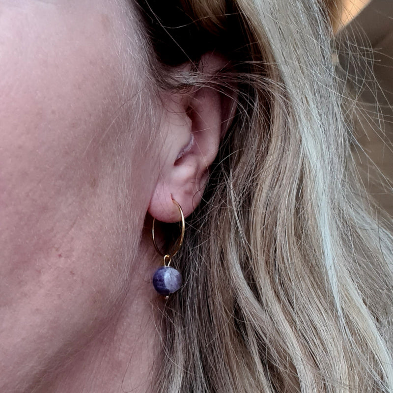 Oorringen Golden Violet, amethist