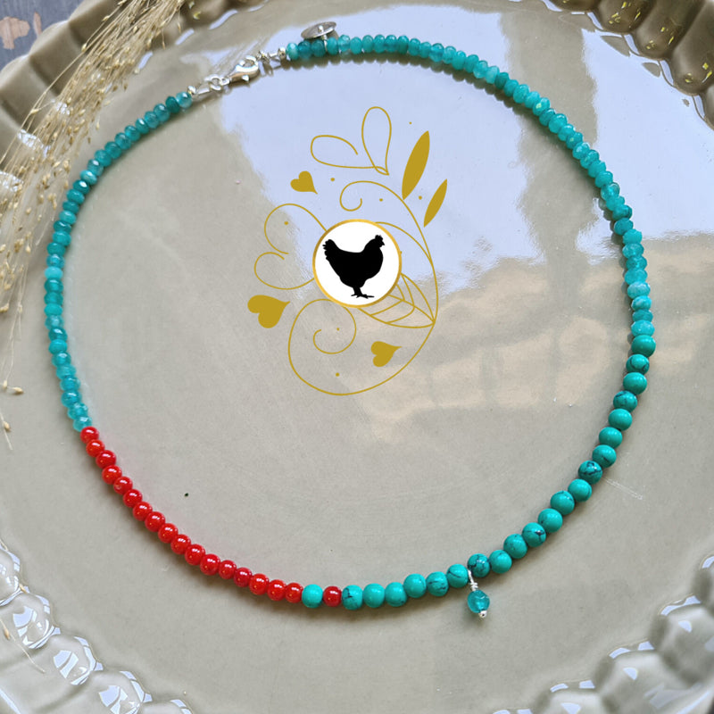 Ketting Wide View, magnesiet, jade en koraal