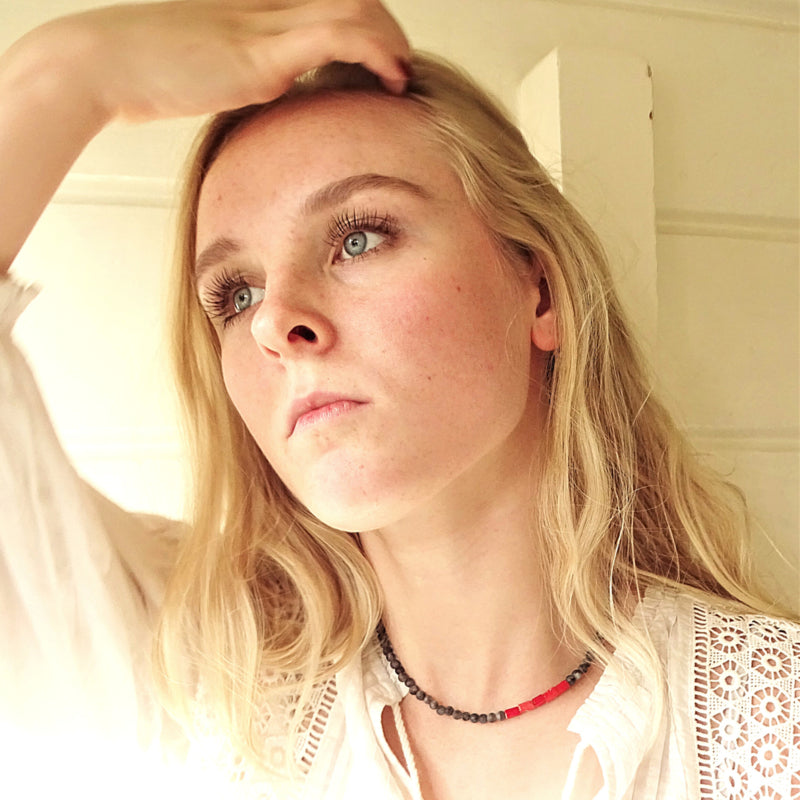 Ketting Rose, labradoriet en koraal