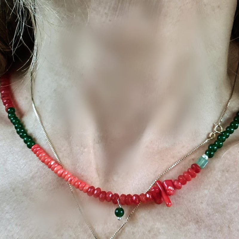 Ketting Indian Summer, jade, koraal