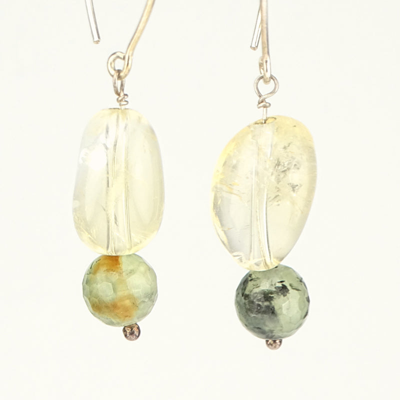 Oorbellen Morning Dew, met citrien en agaat