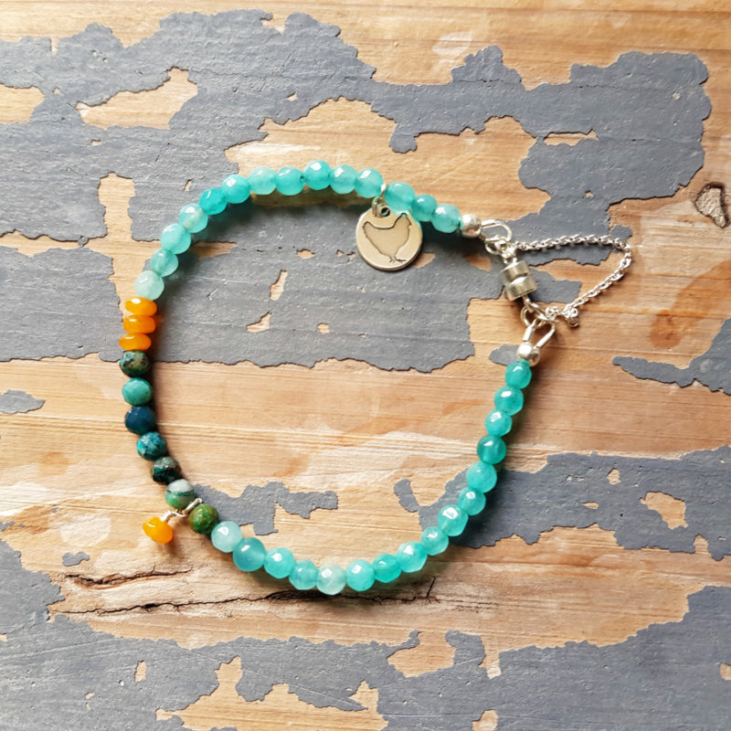 Set armbanden Amelie, tijgeroog, chrysocolla en agaat