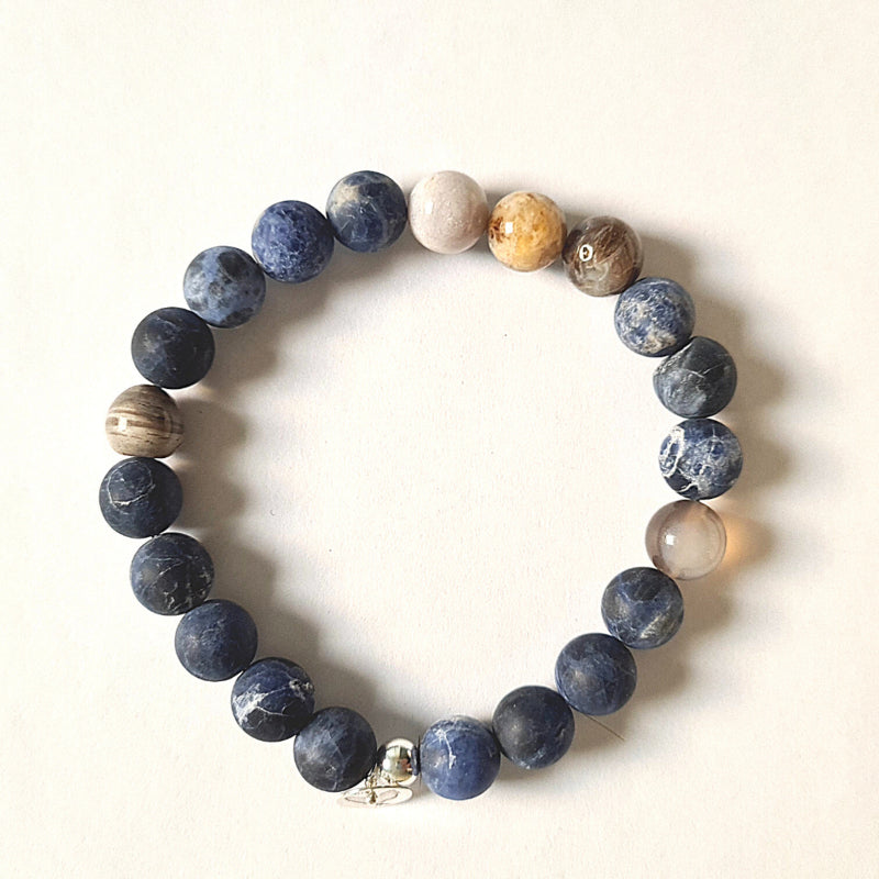 Unisex armband Blue Moon, sodaliet, agaat