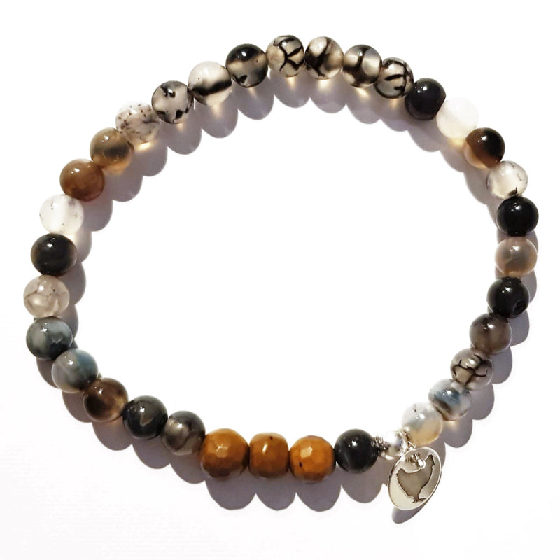 Unisex armband Hidden Spider, spinnenweb agaat, jaspis