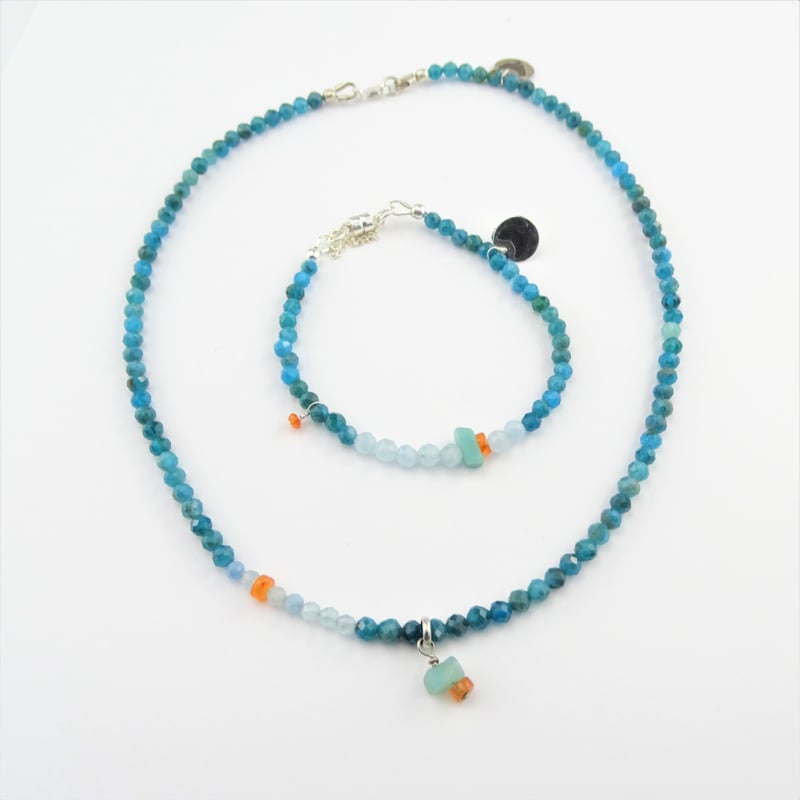Armband Blue River, aquamarijn, agaat en apatiet