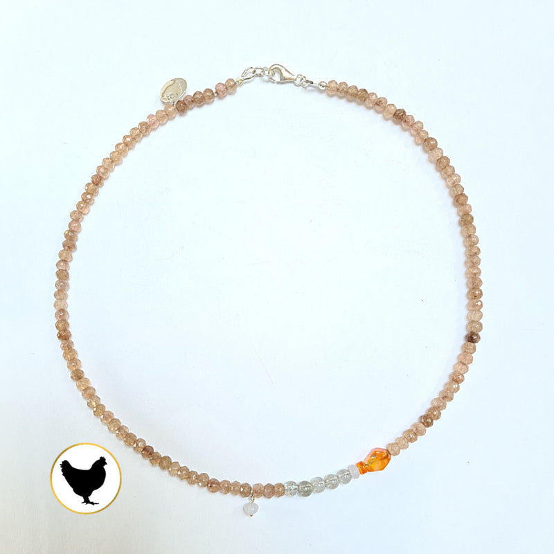Ketting Evening Dusk, agaat en labradoriet