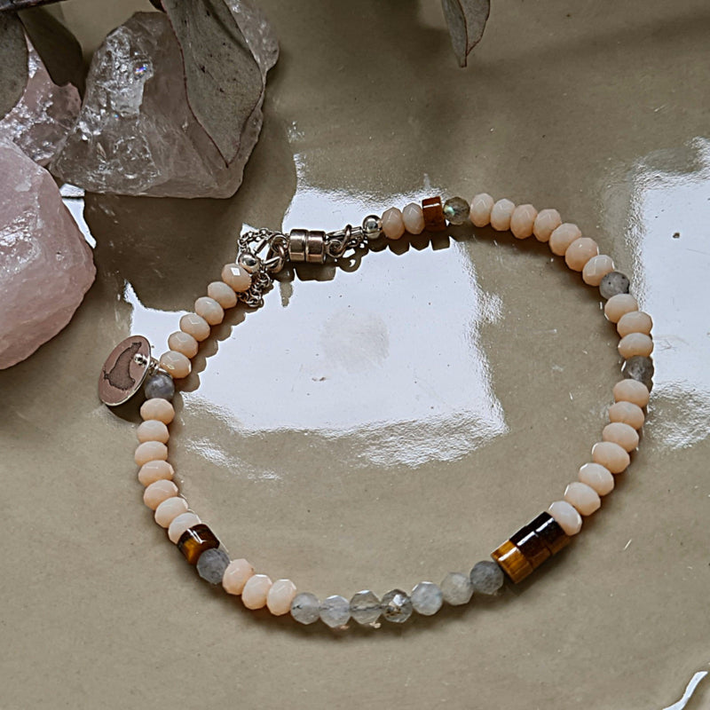 Armband Enjoy, tijgeroog, labradoriet, jade