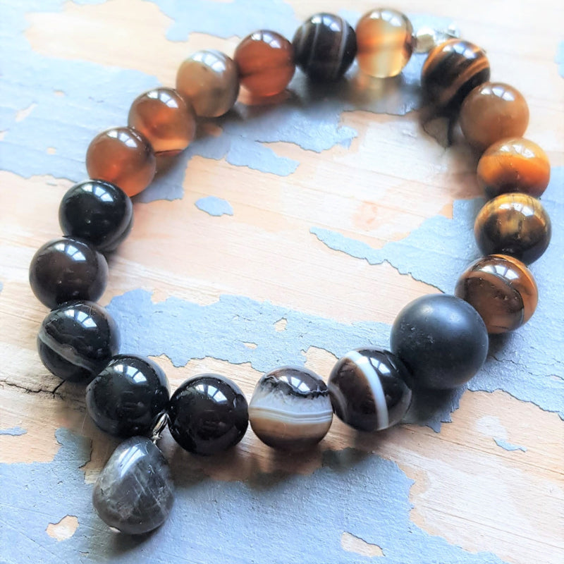 Unisex armband Hidden Rocks, agaat, tijgeroog en labradoriet