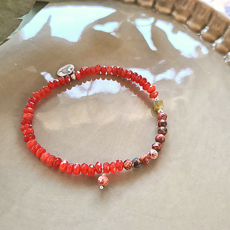Armband Evening Sun, jade, luipaard jaspis