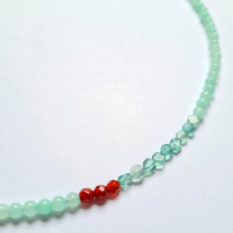 Ketting Annette, amazoniet en carneool