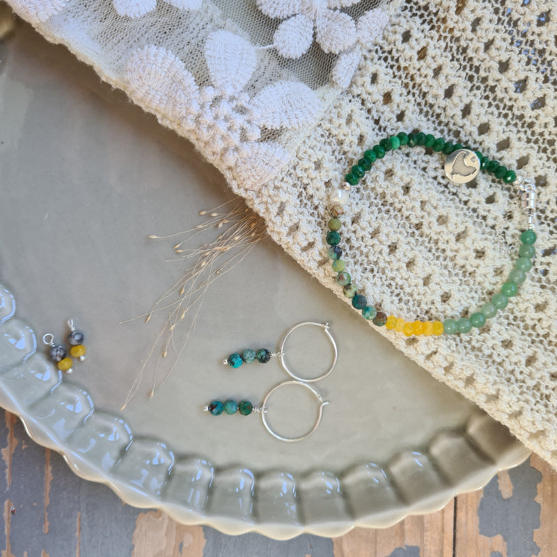 1 Oorring Ocean Sisters, chrysocolla, agaat