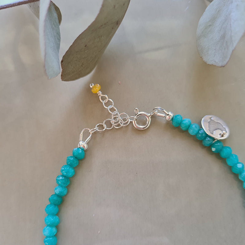 Enkelbandje Ocean View, agaat en chrysocolla