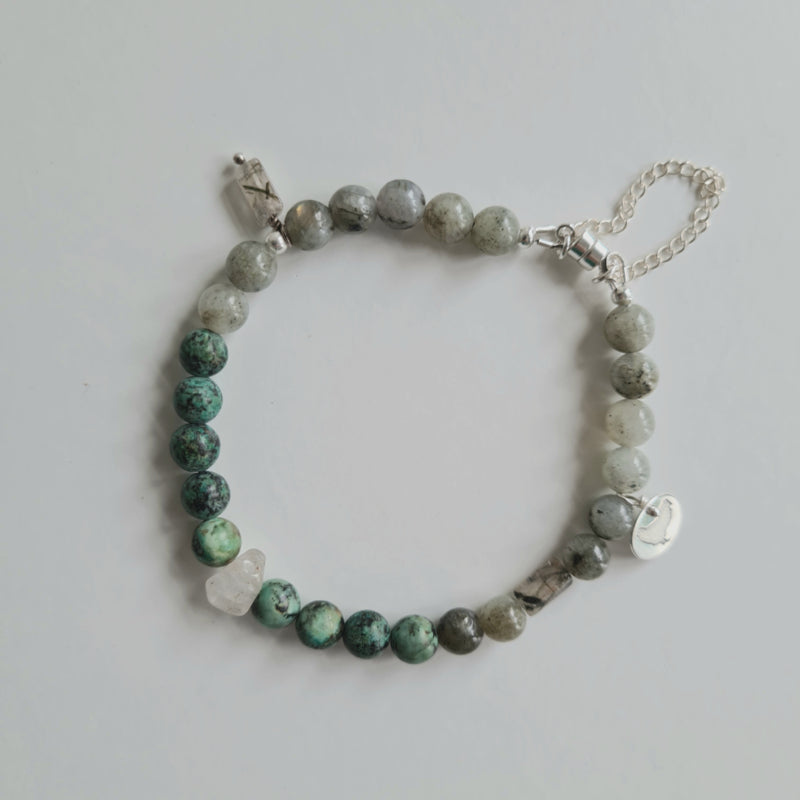 Armband Forbidden grass, afrikaans turquoise en labradoriet
