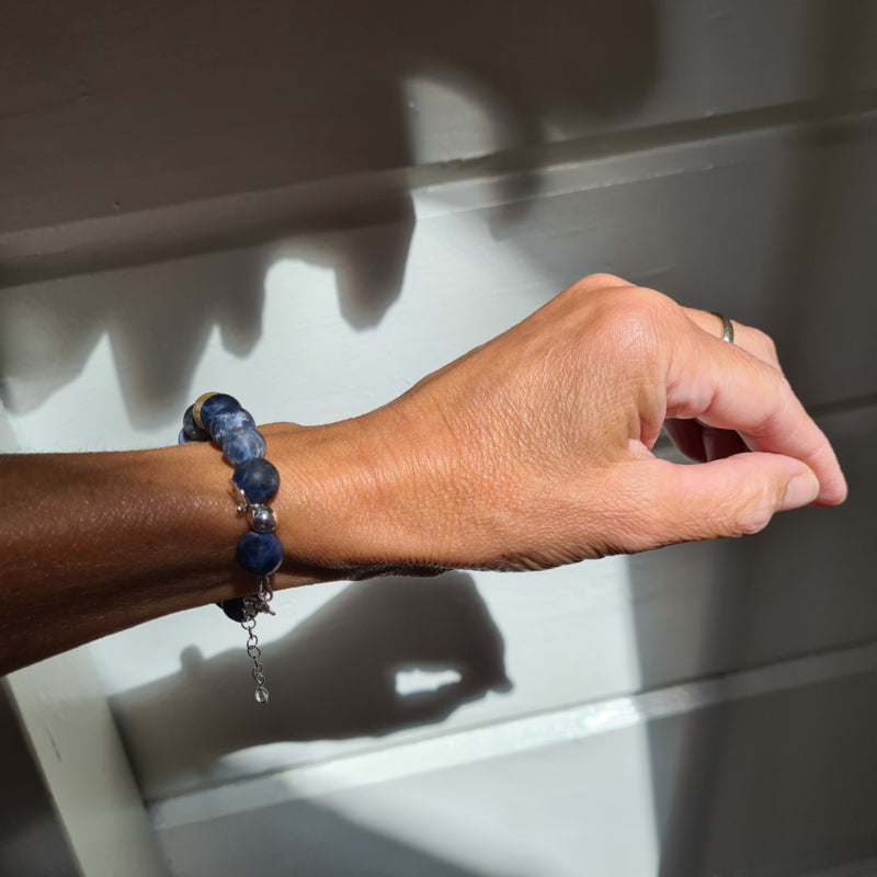 Unisex armband Blue Moon, sodaliet, agaat