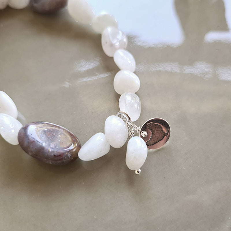 Armband Hidden Spirit, maansteen, India agaat