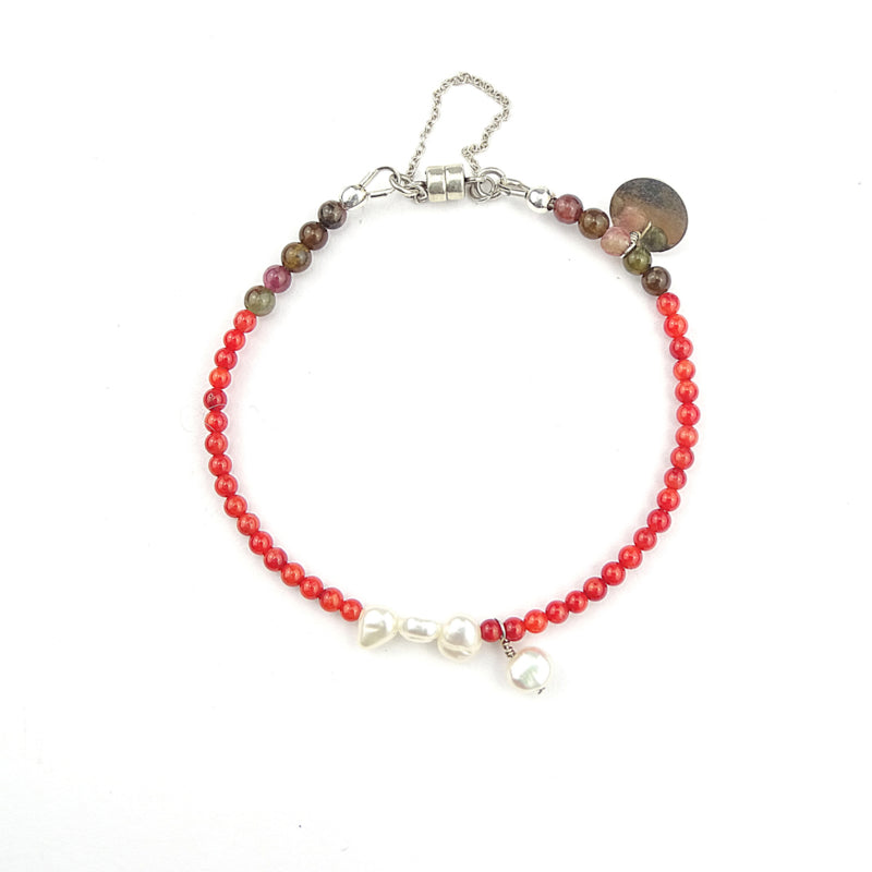 Armband Grace, parel, koraal en toermalijn