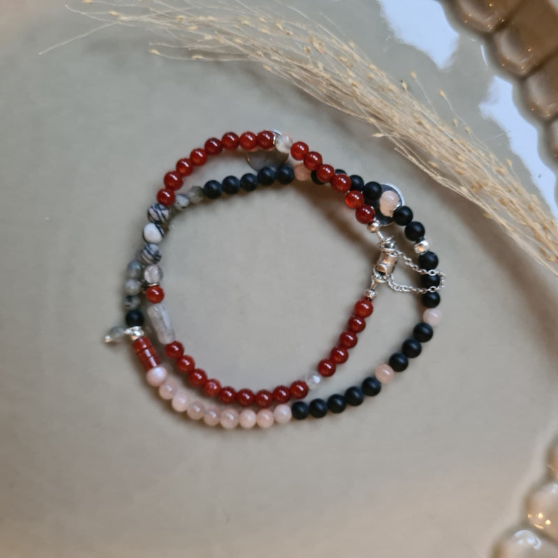 Armband Mystery, zonnesteen, labradoriet, onyx