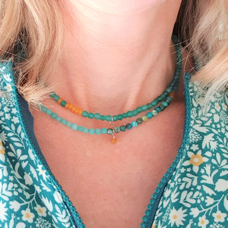 Ketting Ocean View, agaat en chrysocolla