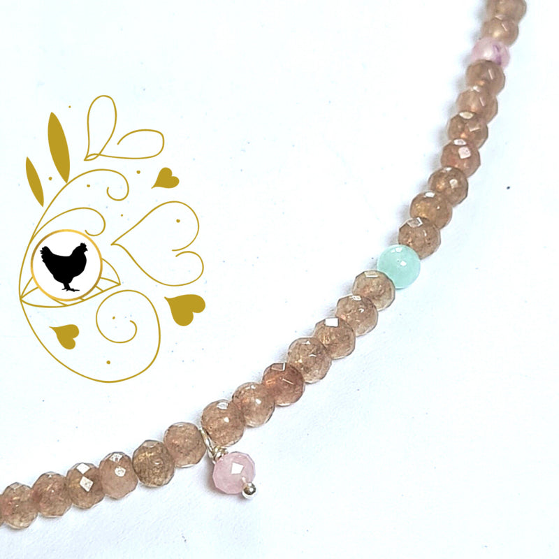 Ketting Balance, agaat, zonnesteen, amazoniet, rozekwarts en toermalijn