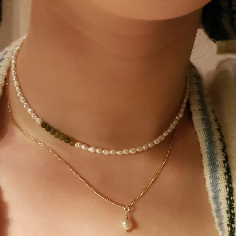 Ketting Lucky Pearl, parel, toermalijn