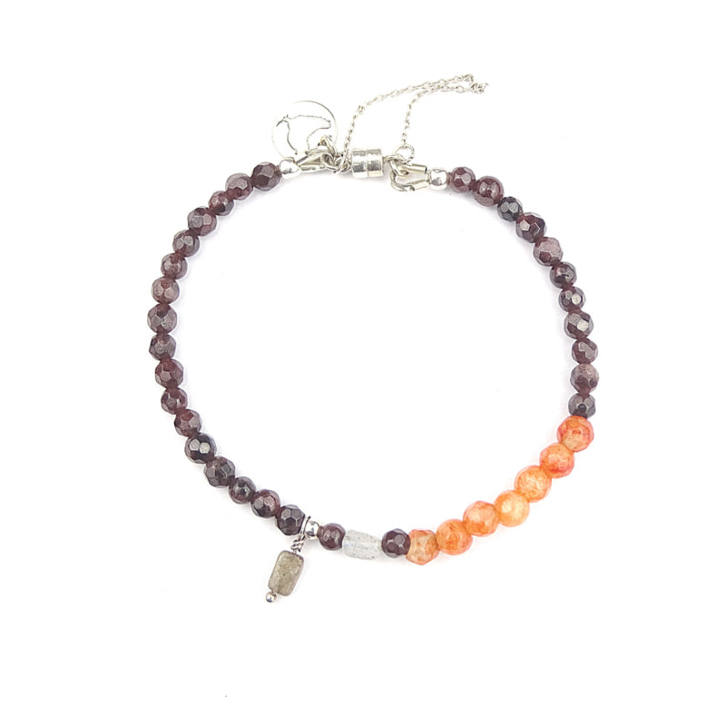 Armband Campfire, granaat, agaat en labradoriet