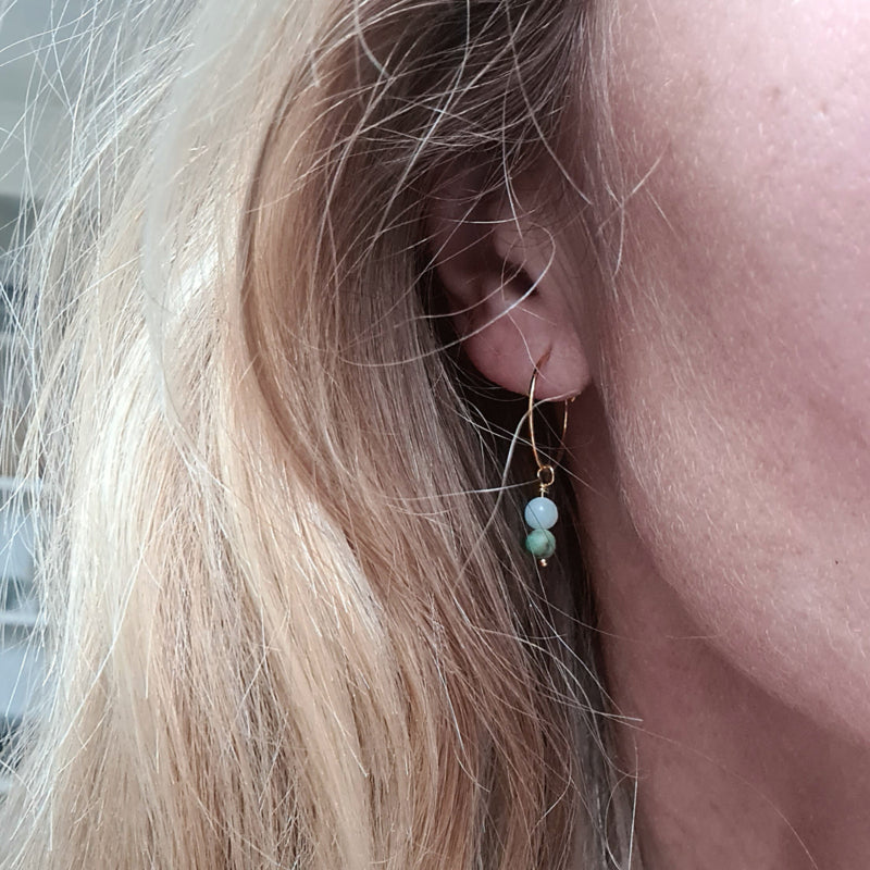 Oorringen Golden Harmony, amazoniet, afrikaans turquoise