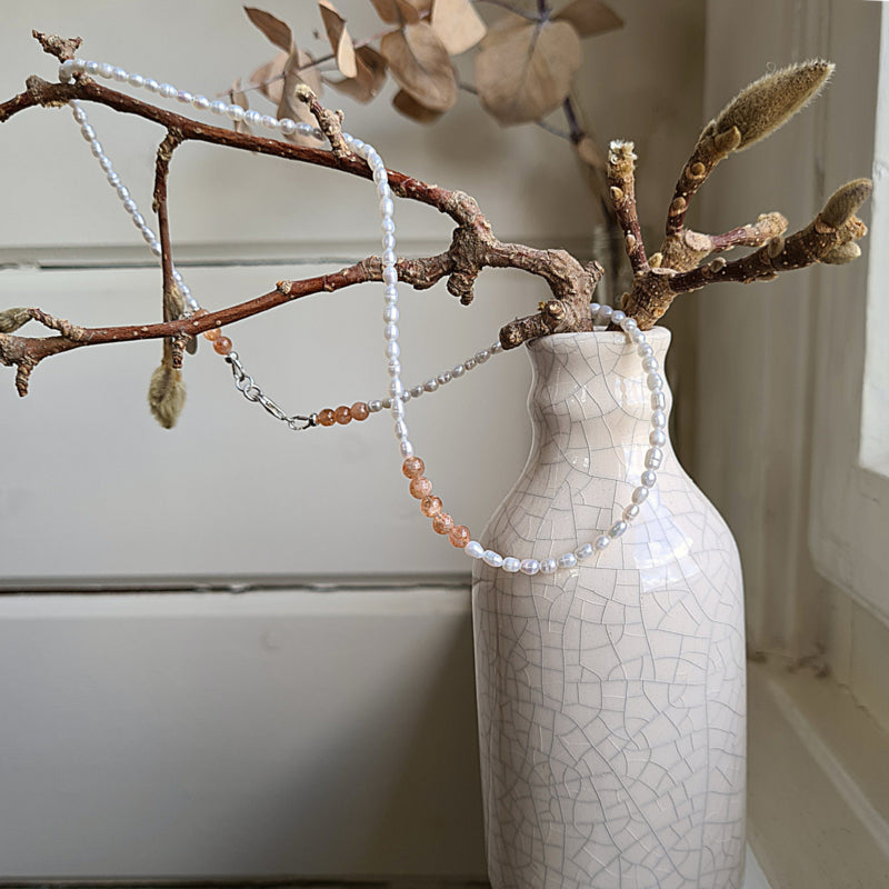Ketting Sunny Pearl, parel, zonnesteen