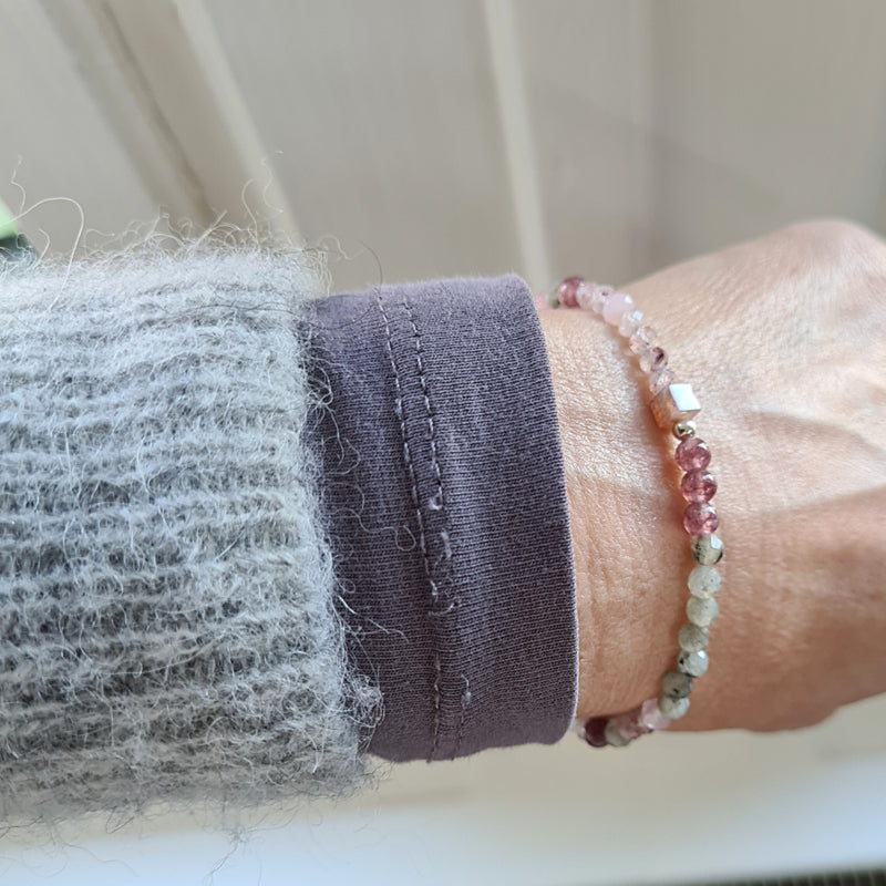 Armband Perhaps, lepidoliet, rozekwarts en labradoriet