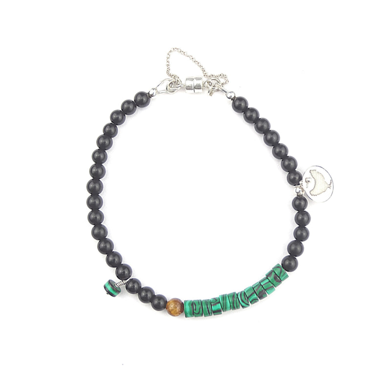 Armband Annemoon, malachiet, onyx en tijgeroog
