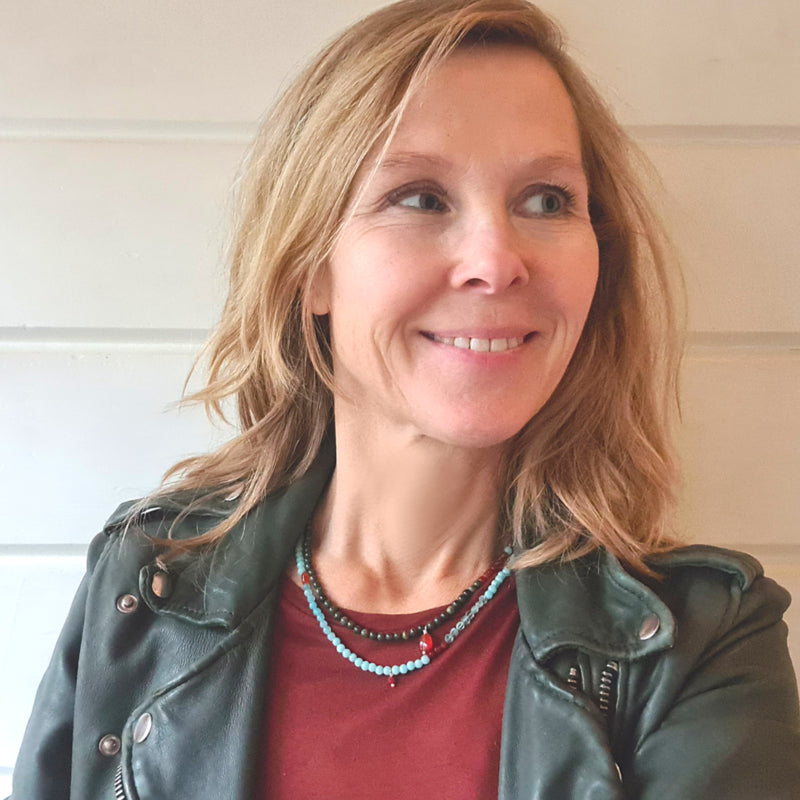 Ketting Annette, amazoniet en carneool