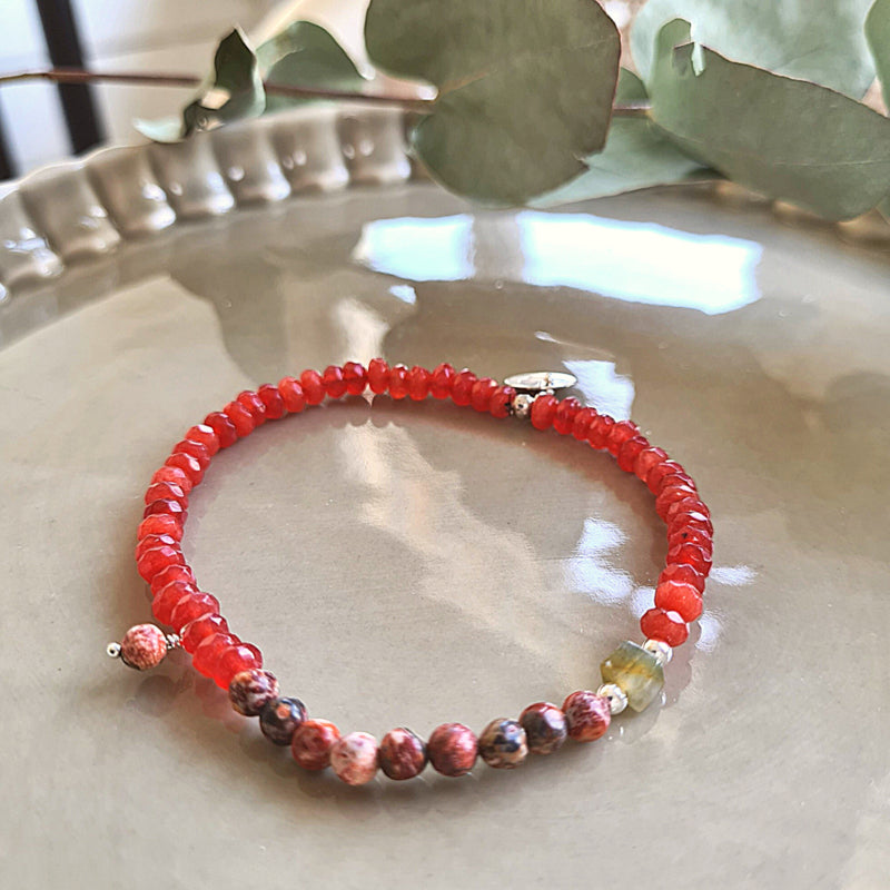 Armband Evening Sun, jade, luipaard jaspis