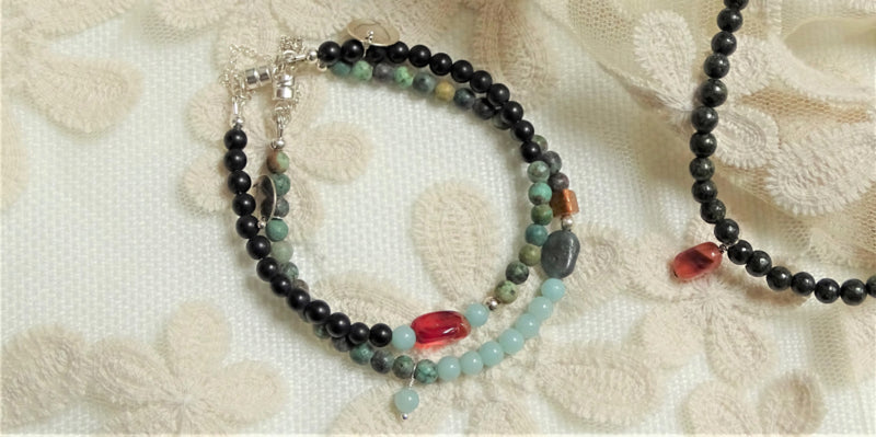 Armband Evergreens , Afrikaans turquoise, amazoniet
