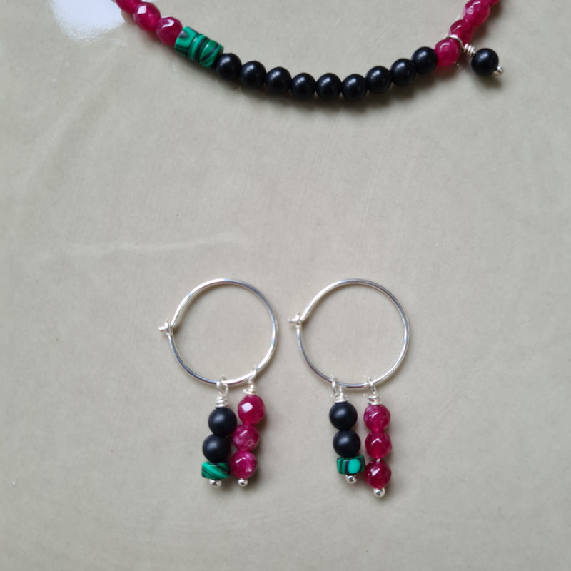 1 Oorring Farrah, onyx, jade, malachiet