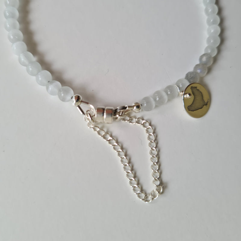 Armband White Snow, met jaspis en wit kattenoog
