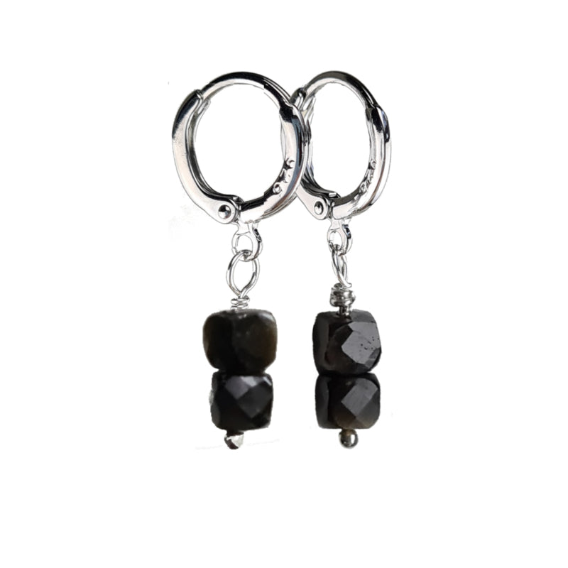 Oorringen Dark Sense, goud obsidiaan
