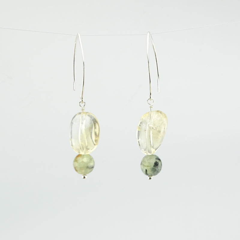 Oorbellen Morning Dew, met citrien en agaat