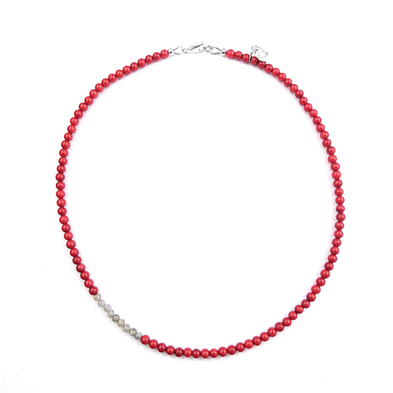 Ketting Cheeky, koraal en labradoriet