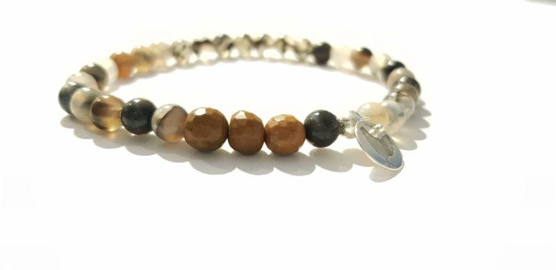 Unisex armband Hidden Spider, spinnenweb agaat, jaspis