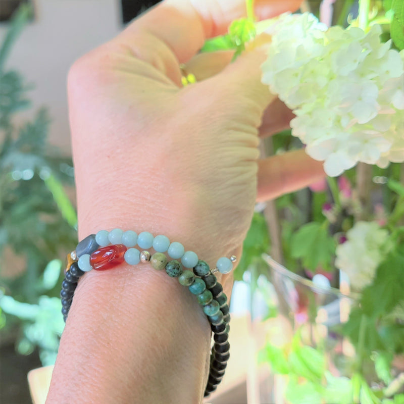 Armband Evergreens , Afrikaans turquoise, amazoniet