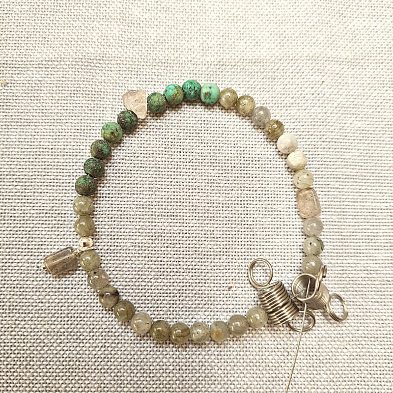 Armband Forbidden grass, afrikaans turquoise en labradoriet
