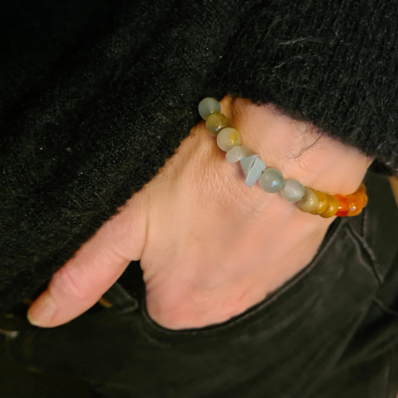 Unisex armband Green Peacock, groen pauw agaat