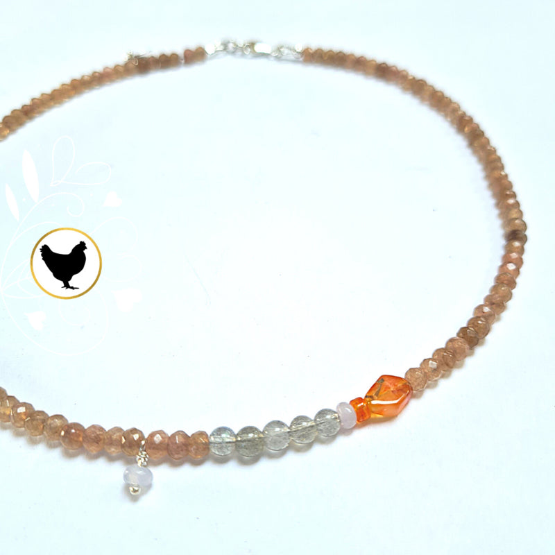 Ketting Evening Dusk, agaat en labradoriet