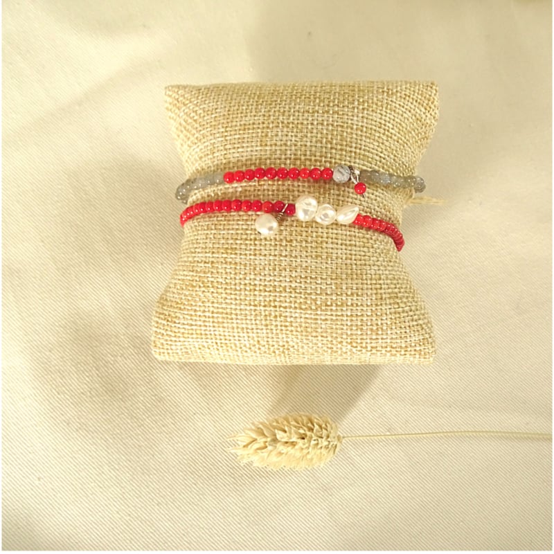 Armband Cheeky, granaat, koraal en labradoriet