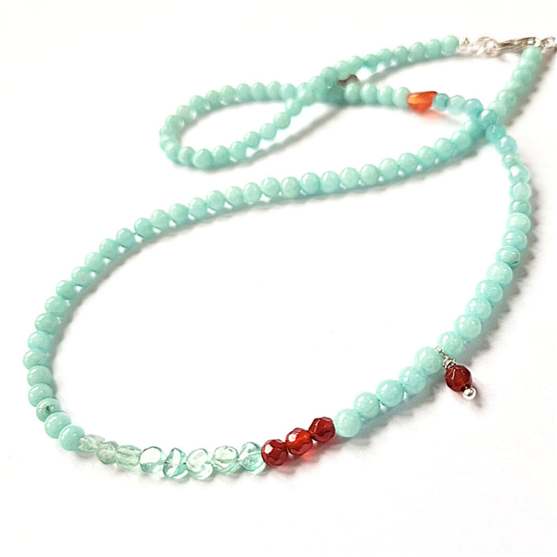 Ketting Annette, amazoniet en carneool